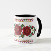 Ukrainian traditional vushuvanka folk pattern rose マグカップ (正面右)