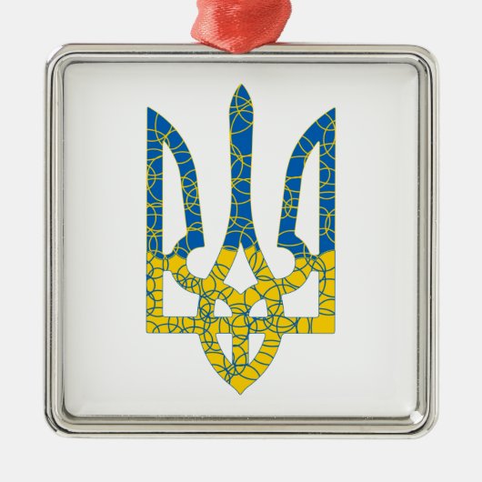 Ukrainian trident textured flag of Ukraine colors メタルオーナメント (正面)