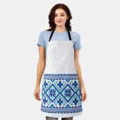 Ukrainian vushuvanka folk art All-Over Print Apron エプロン (着用した状態)