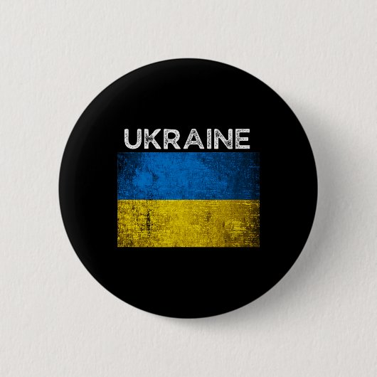 Ukrainian Yellow Blue Flag With Word Ukraine Distr 缶バッジ (正面)