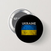 Ukrainian Yellow Blue Flag With Word Ukraine Distr 缶バッジ (正面&裏面)