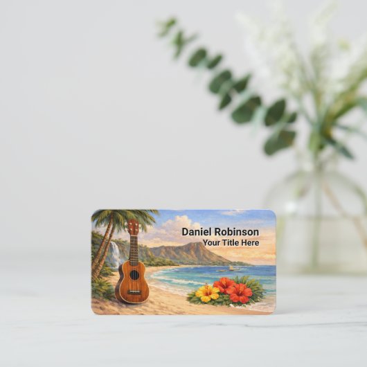Ukulele Business Card Guitar and Uke 名刺 (スタンド正面)
