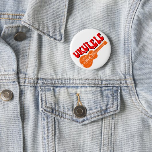 Ukulele Groovy Text Art 缶バッジ (インサイチュ)