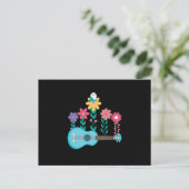 Ukulele Guitar Flowers Music Acoustic Bass Gift ポストカード (スタンド正面)
