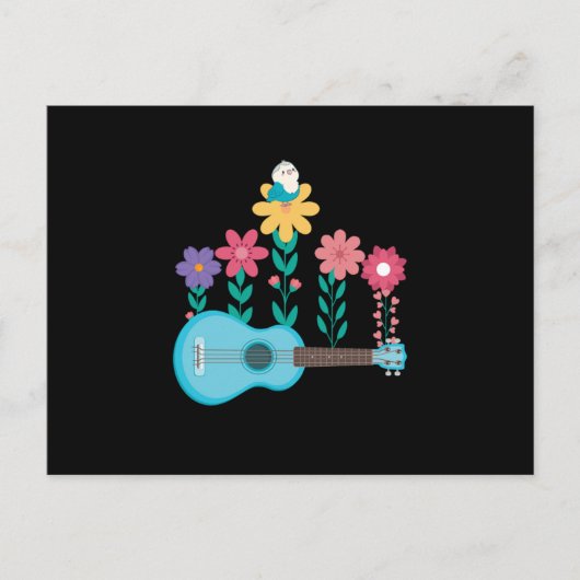 Ukulele Guitar Flowers Music Acoustic Bass Gift ポストカード (正面)