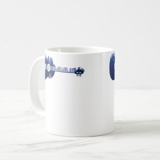 Ukulele Guitar Forest Silhouette Landscape Trees M コーヒーマグカップ (正面左)