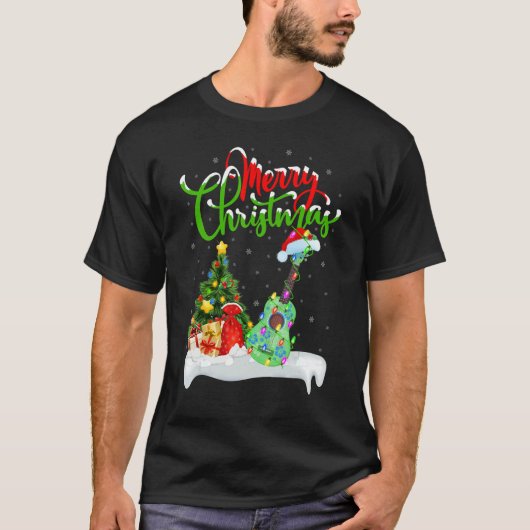 Ukulele Music Xmas Decorations Santa Ukulele Chr Tシャツ (正面)