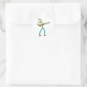 Ukulele Playing Stickman ラウンドシール (バッグ)