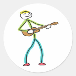Ukulele Playing Stickman ラウンドシール