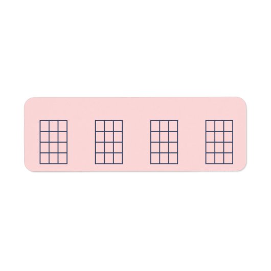 Ukulele Stickersコード図4 Fretsネイビー&赤面 ラベル (正面)