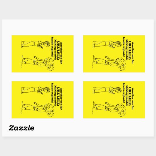 Ukulele Zombie Explode Rectangular Sticker 長方形シール (シート)