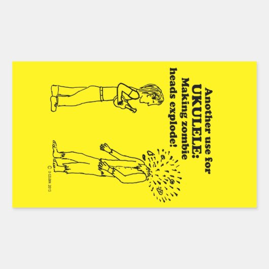 Ukulele Zombie Explode Rectangular Sticker 長方形シール (正面)