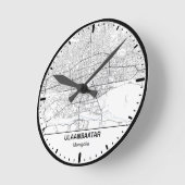 Ulaanbaatar Clock City Line Art ラウンド壁時計 (傾斜)