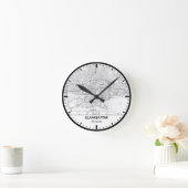 Ulaanbaatar Clock City Line Art ラウンド壁時計 (ホーム)
