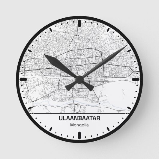Ulaanbaatar Clock City Line Art ラウンド壁時計 (正面)