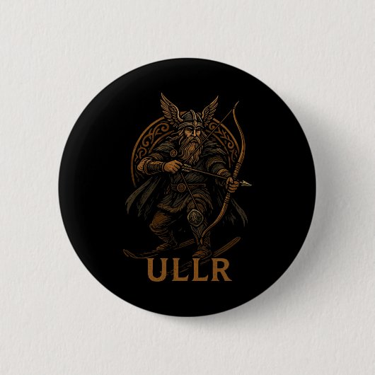 Ullr Norse God Of Archery And Skiing  缶バッジ (正面)
