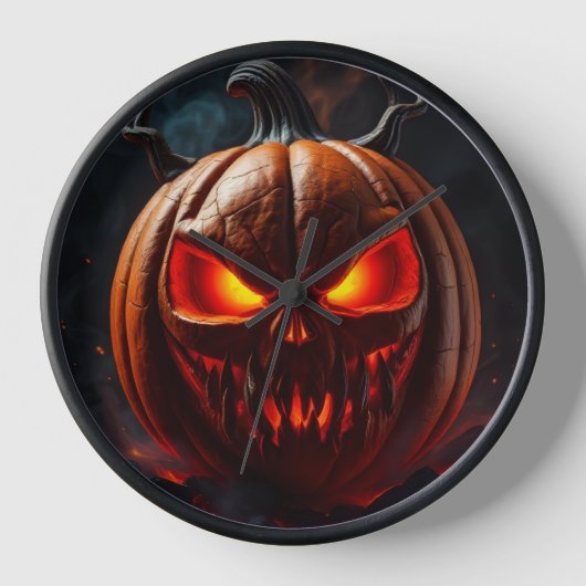 Ultimate Fiery Pumpkin Horror Clock 壁時計 (正面)