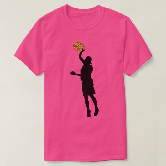 Ultimate Frisbee Silhouette Jumping Catch Pizza Di Tシャツ (デザイン正面)