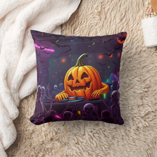 🎃 Ultimate Mind-Blowing Halloween Pumpkin DJ Rave クッション (ブランケット)
