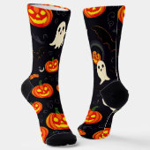 Ultimate Vibrant Crew Socks Pumpkins & Flying Bats ソックス (傾斜あり)