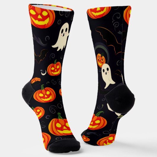 Ultimate Vibrant Crew Socks Pumpkins & Flying Bats ソックス (傾斜あり)