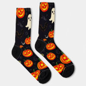 Ultimate Vibrant Crew Socks Pumpkins & Flying Bats ソックス (右)