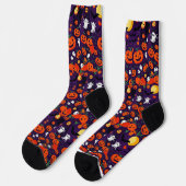 Ultimate Vibrant Socks Spooky Bats Glowing Pumpkin ソックス (左)