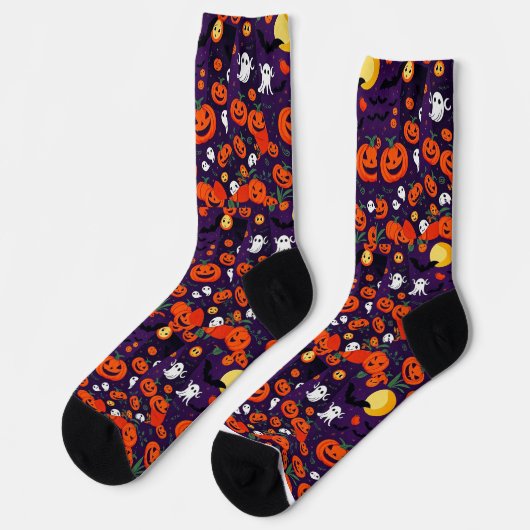 Ultimate Vibrant Socks Spooky Bats Glowing Pumpkin ソックス (左)