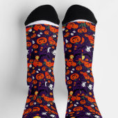 Ultimate Vibrant Socks Spooky Bats Glowing Pumpkin ソックス (上部)