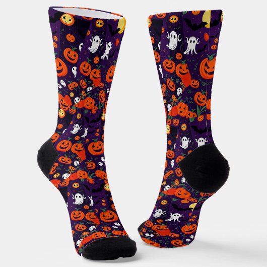 Ultimate Vibrant Socks Spooky Bats Glowing Pumpkin ソックス (傾斜あり)