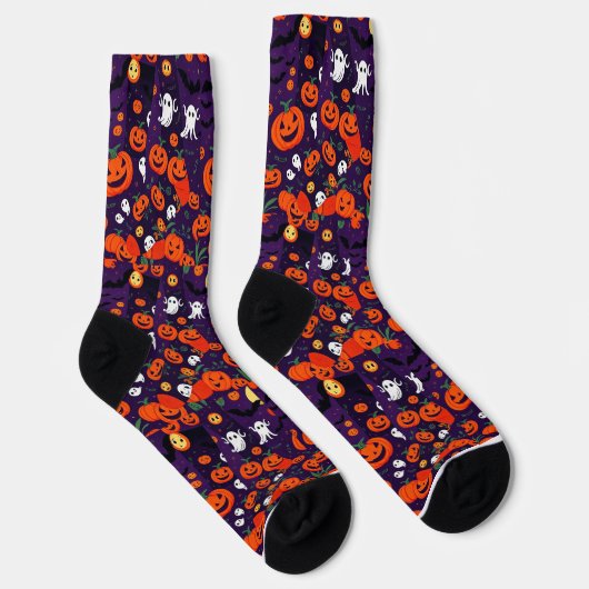 Ultimate Vibrant Socks Spooky Bats Glowing Pumpkin ソックス (右)