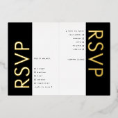 Ultra モダン Black Names 2はっきりした x RSVP金ゴールド 箔招待状 (正面)