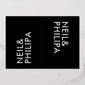 Ultra モダン Black Names 2はっきりした x RSVP金ゴールド 箔招待状 (裏面)