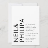 Ultra モダン Black & White Non-Photoの名はっきりした前 セーブザデート (裏面)