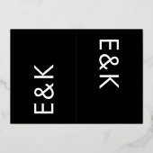 Ultra モダン Monogram 2 x情報詳細金ゴールド 箔招待状 (裏面)