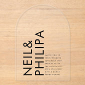 Ultra モダン NAMESシンプルはっきりした結婚の アクリル招待状 (正面)