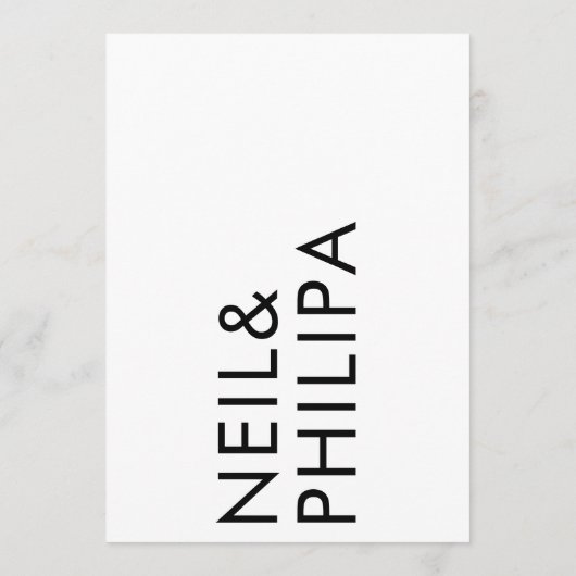 Ultra モダン NAMESシンプルはっきりした結婚の 招待状 (裏面)