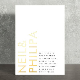 Ultra モダン NAMESシンプルはっきりした結婚の 箔招待状