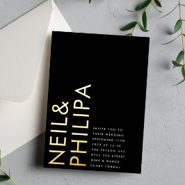 Ultra モダン NAMESシンプルはっきりした結婚の 箔招待状