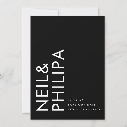 Ultra Editable モダン Premium非フォト名はっきりした前 セーブザデート (正面)