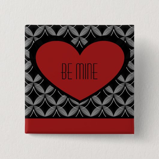 Ultra Glamハートボタン、赤 缶バッジ (正面)