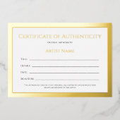 Ultra Luxeゴールド・フォイルの真正性証明書 箔シーズンカード (正面)