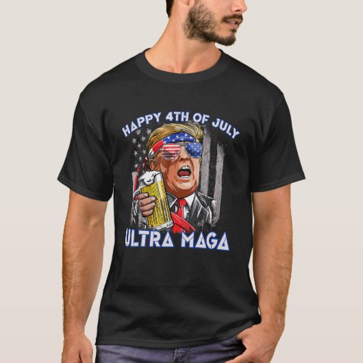 Ultra Maga Proud Pro Trump Happy 4Th Of July Ameri Tシャツ (正面)