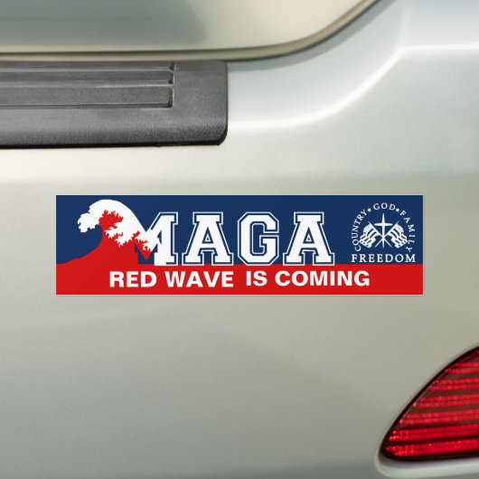 Ultra MAGA Red Wave来は2022 2024 バンパーステッカー (車上)