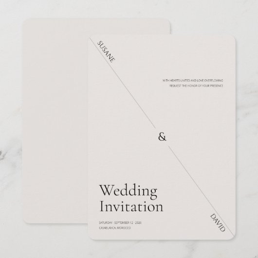 Ultra Minimal luxury Creative wedding invitation  招待状 (正面/裏面)