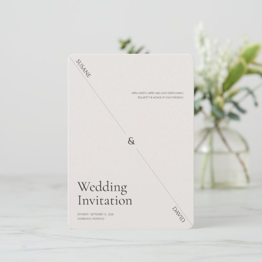 Ultra Minimal luxury Creative wedding invitation  招待状 (スタンド正面)