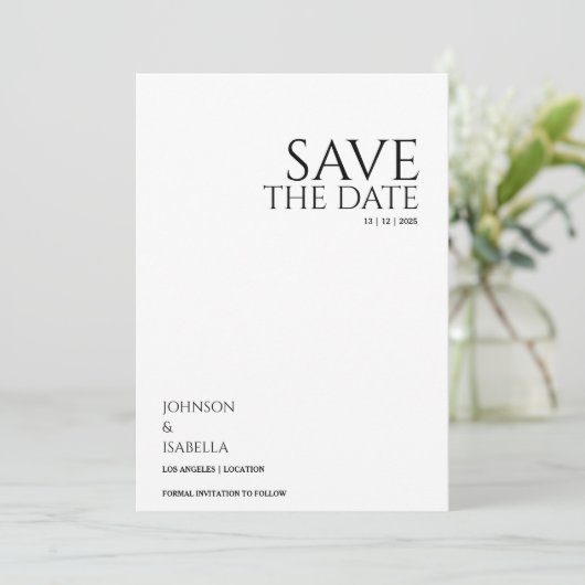 Ultra minimal text photo collection save the date 招待状 (スタンド正面)