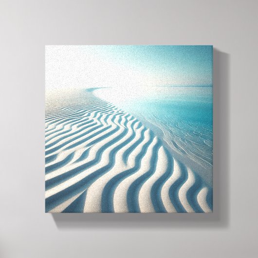 Ultra-Minimalist White Sand Ripples with Endless  キャンバスプリント (正面)