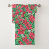 Ultra modern magenta and green Christmas preppy バスタオルセット (インサイチュ)