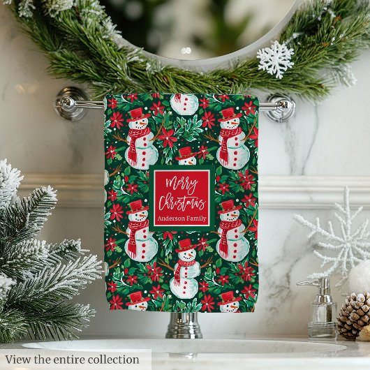 Ultra modern magenta and green Christmas preppy バスタオルセット